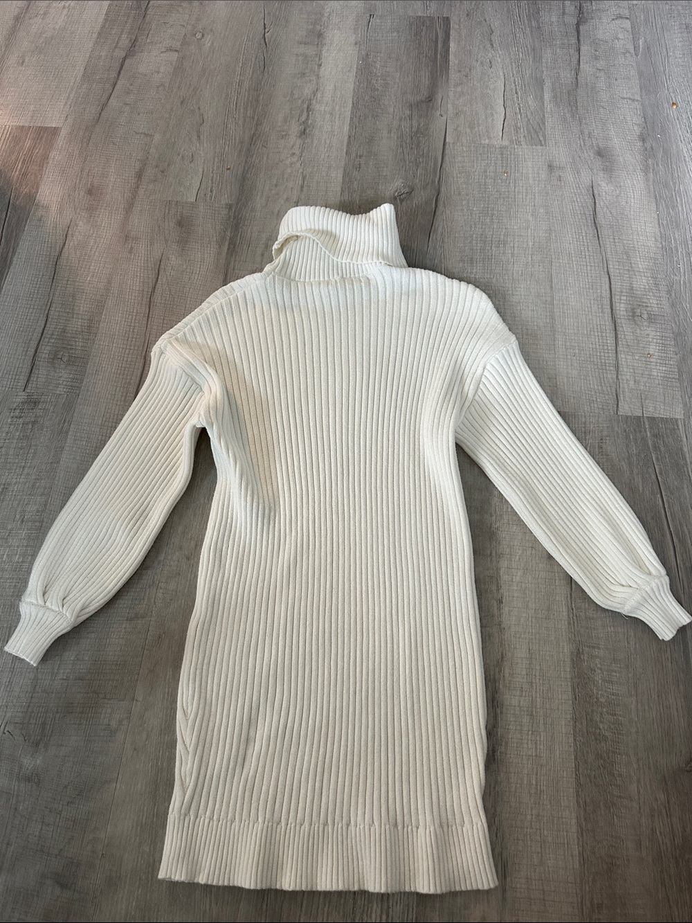 Amazon Women's Cream Ribbed Turtleneck Sweater Dress